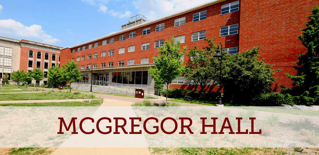 An image of McGregor Hall at EKU, with the text "McGregor Hall".