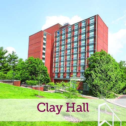 An exterior shot of the Clay Hall