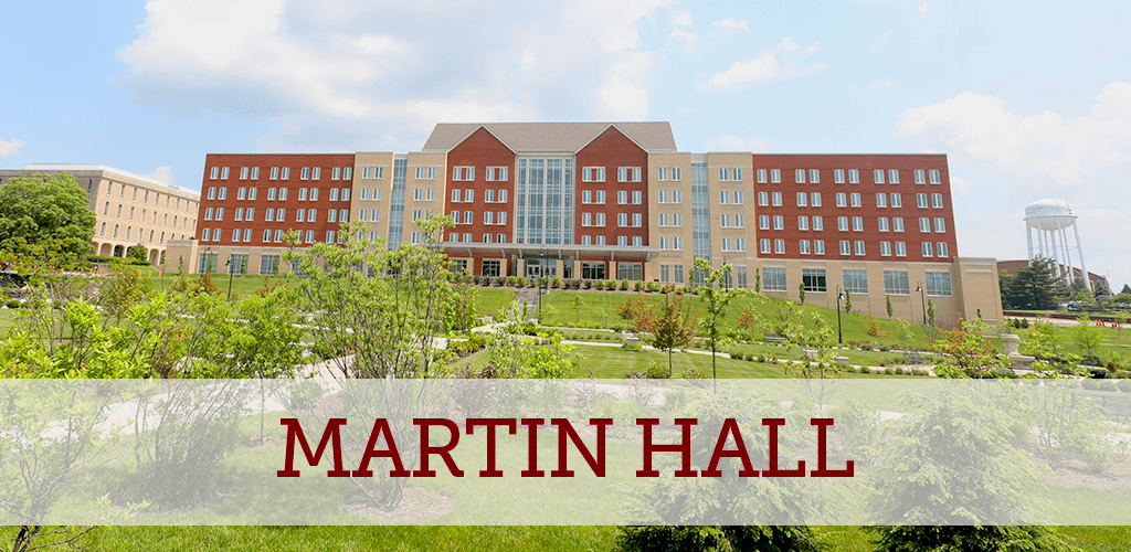 An image of Martin Hall at EKU, with the text "Martin Hall".