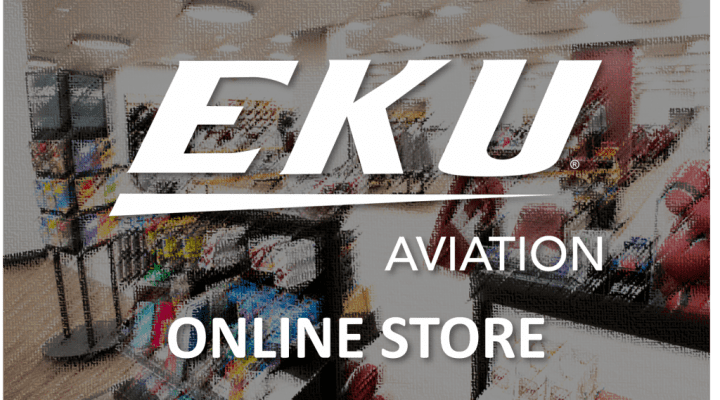 Graphic of EKU store with text overlay reading " EKU Aviation Online Store."