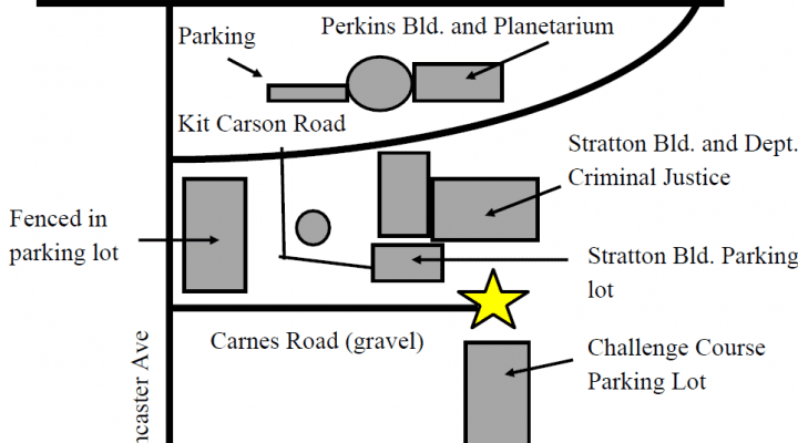 Graphic of map to EKU challenge course.