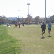 Photo of runners running along intramural field