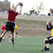 Photo of Flag Football player catching ball.