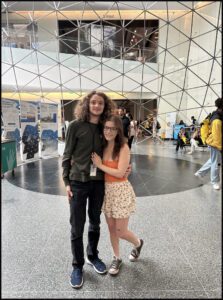 Jackson Morgan and his partner stand within "Weatherbreak", a geodesic dome reconstructed at the Smithsonian National Museum of American History. Morgan participated in the reconstruction during his time with the Museum.  Photo courtesy of Jackson Morgan