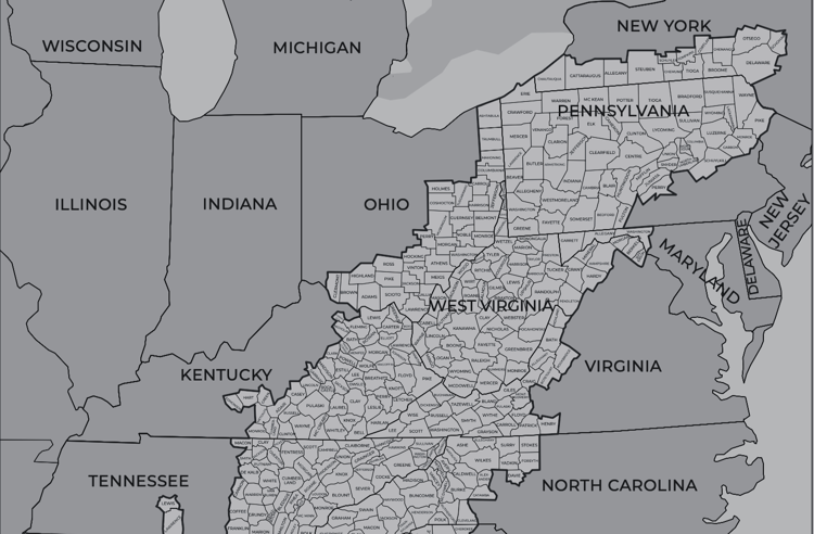 Kentucky, alongside 12 other states, make up the Appalachian region. A number of EKU’s students call the region home, so more visibility of the program and continued services it provides can result in connection among students. Photo Courtesy of the Appalachian Regional Commission (ARC).