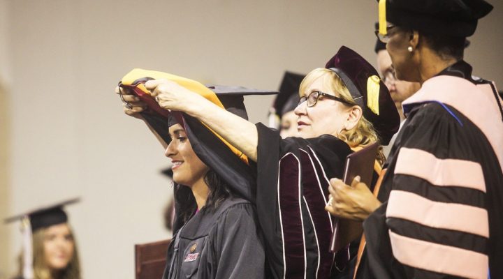 A student at Commencement at Eastern Kentucky University.