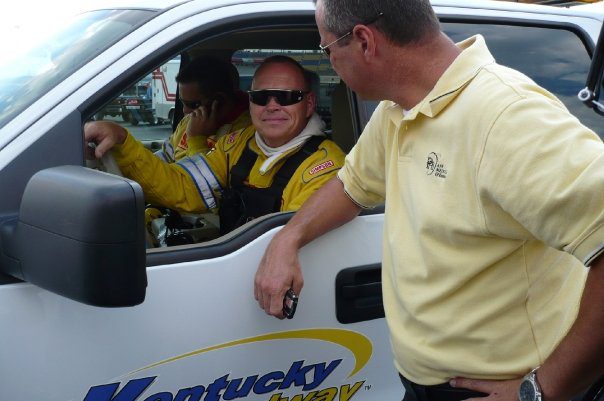 Charles Williams, '86, working as a NASCAR Paramedic at Kentucky Speedway in conjunction with his job as the Air Medical Base Supervisor for PHI-1 in London, KY.