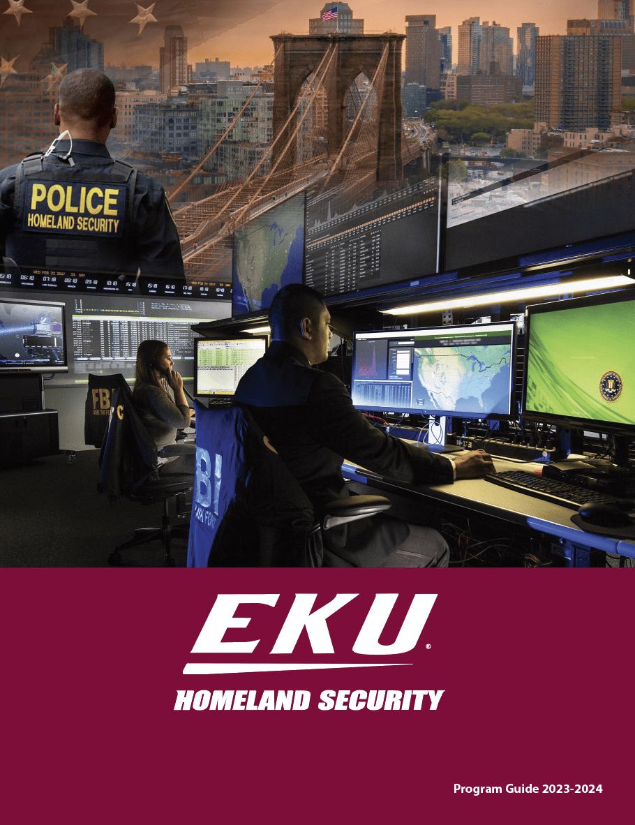 The cover of the Eastern Kentucky University Homeland Security Program Guide.