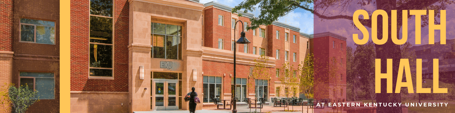 An image of South Hall at EKU, with the text "South Hall".