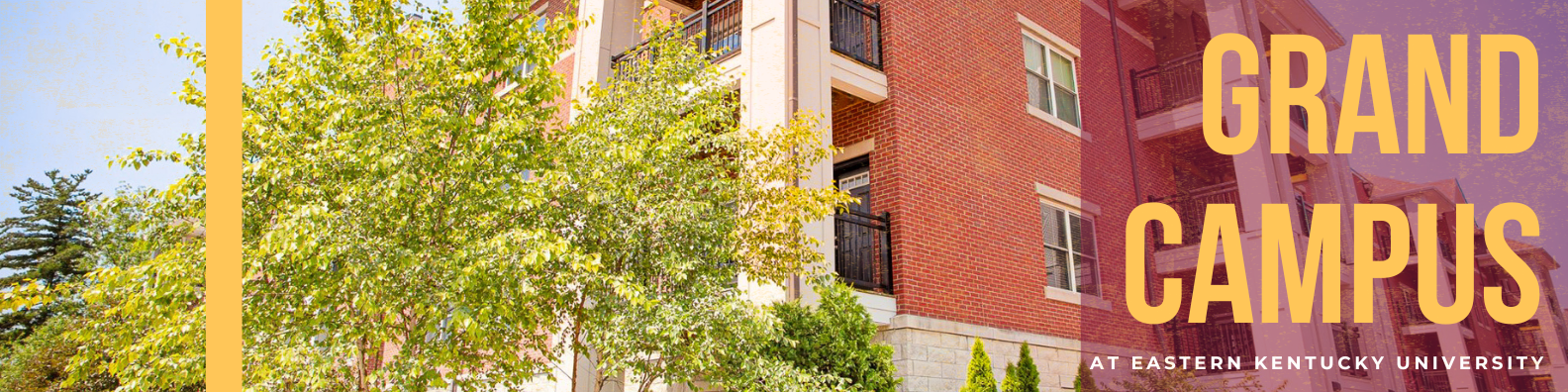 An image of Grand Campus at EKU, with the text "Grand Campus Apartments".
