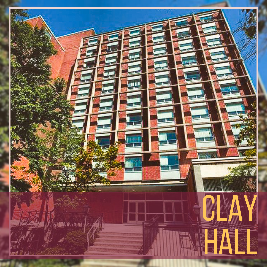 An exterior shot of the Clay Hall