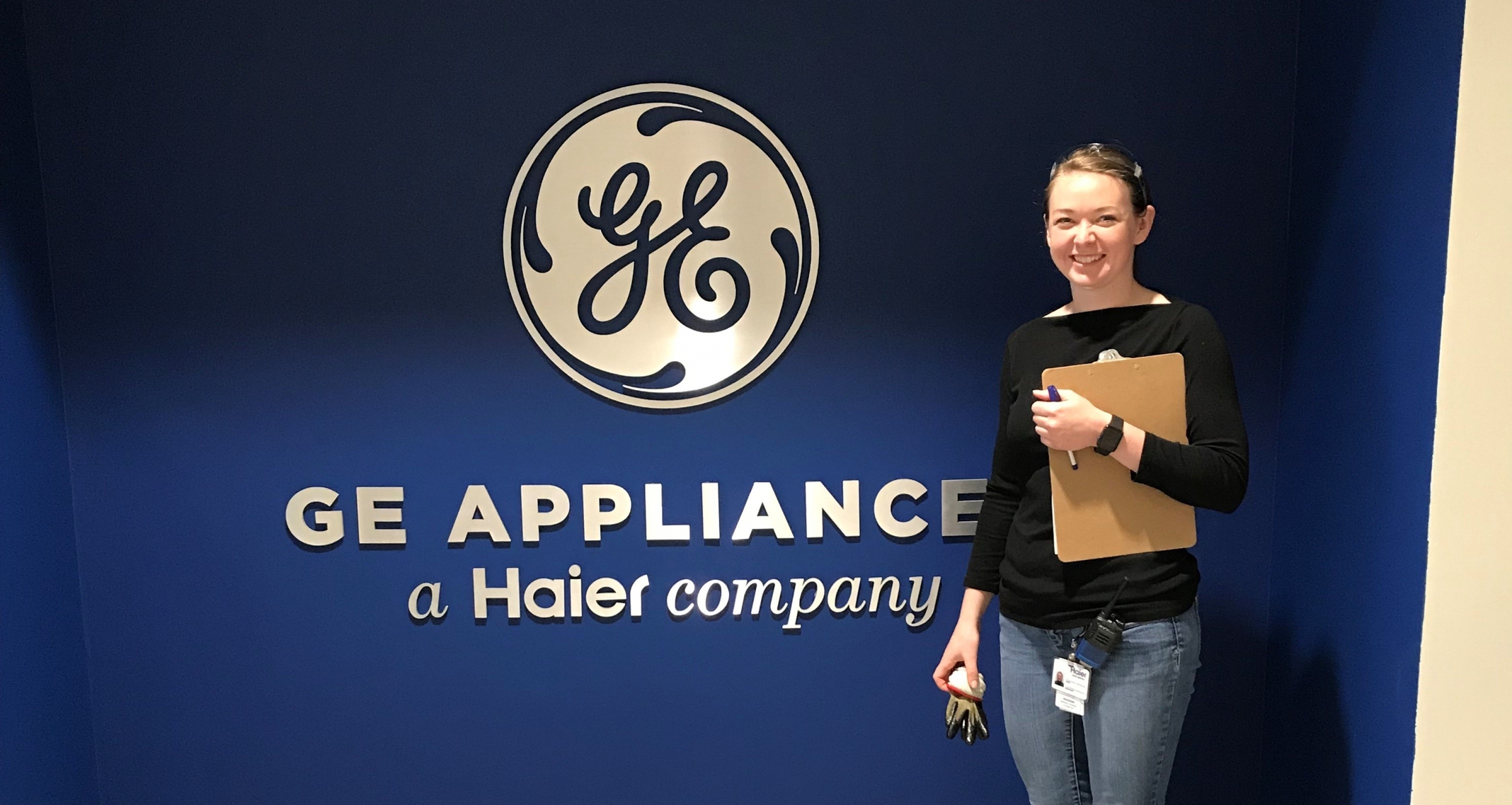 An image of an Eastern Kentucky University intern at the GE Appliance company.