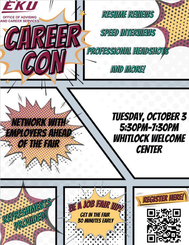 Career Con Promo designed to prepare students for Job and Internship Fair - Employer networking opportunity.