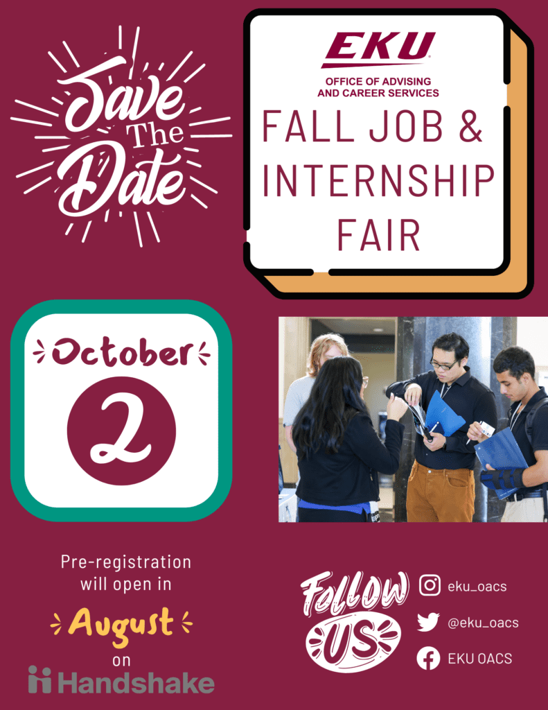 Flyer for Fall 2024 Job and Internship Fair