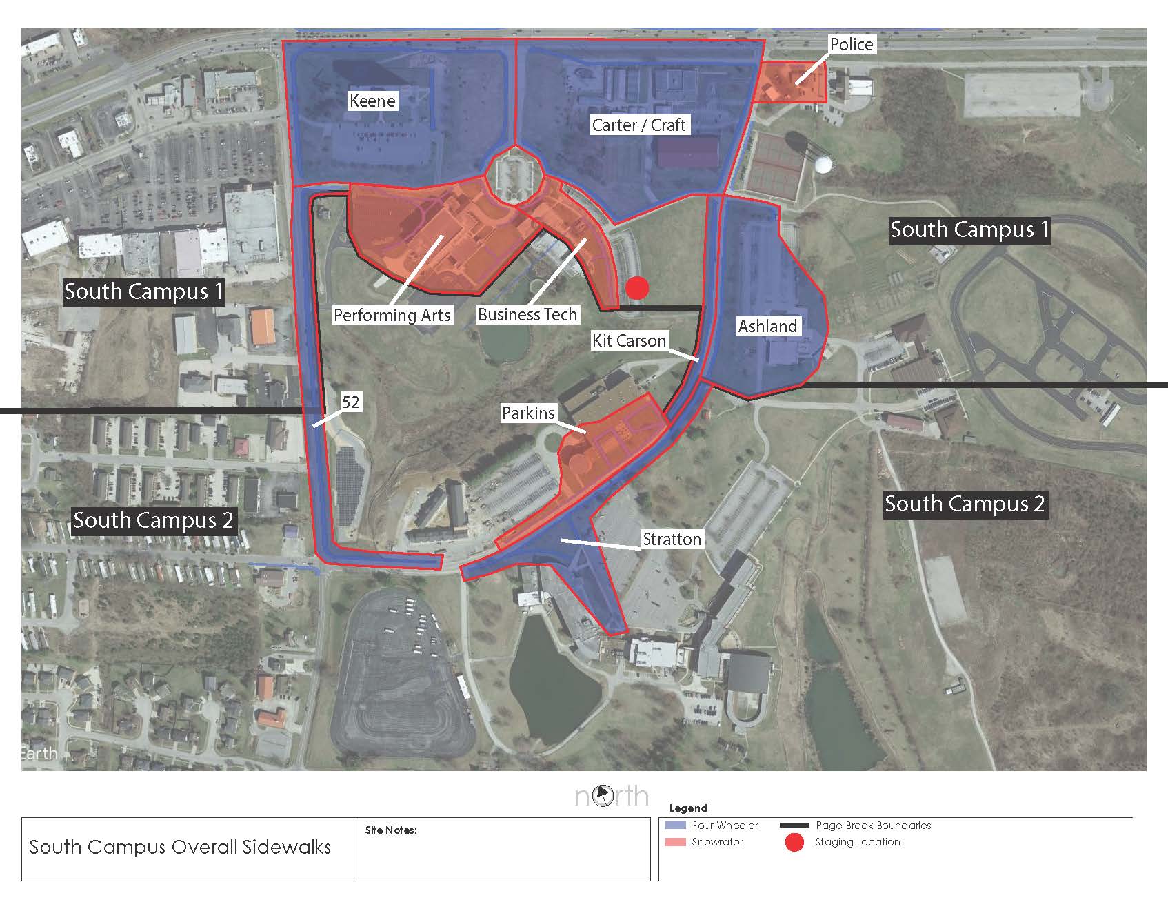 The snow and ice removal plan for South Campus of Eastern Kentucky University.