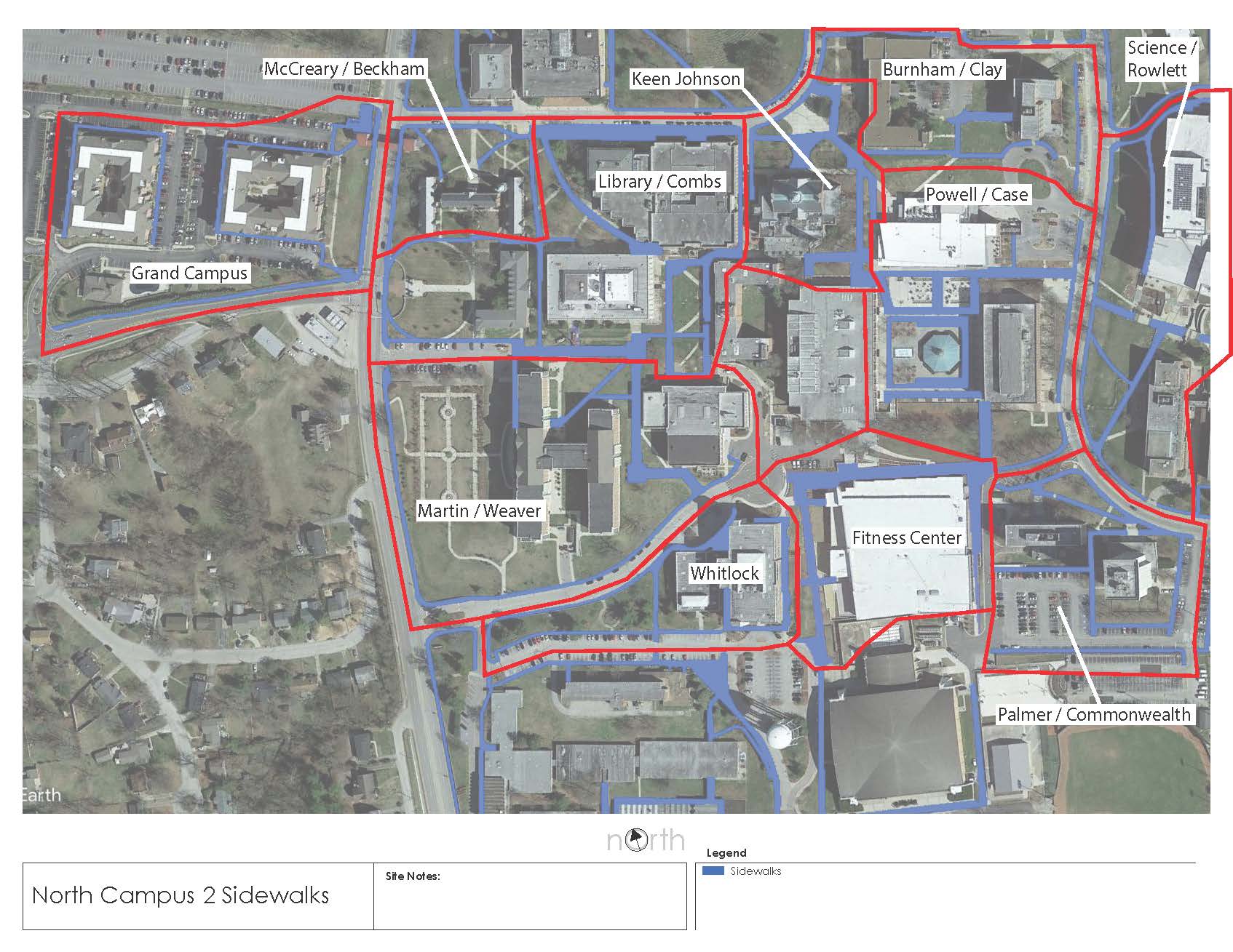 The snow and ice removal plan for North Campus sidewalks at Eastern Kentucky University.