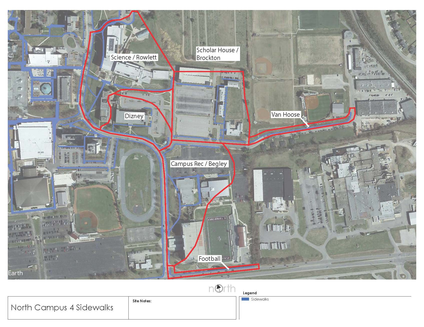 The snow and ice removal plan for North Campus sidewalks at Eastern Kentucky University.