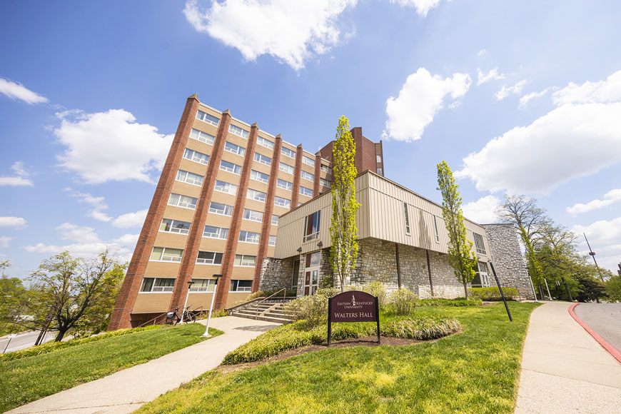 Walters Hall on a sunny day during Spring Semester