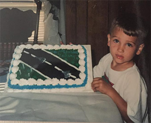 EKU Aviation Student Zach Crawford at age four with his airport runway birthday cake.