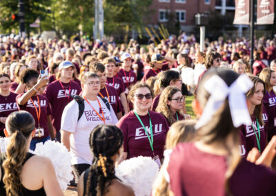 Students walking at the Big E Welcome Walk