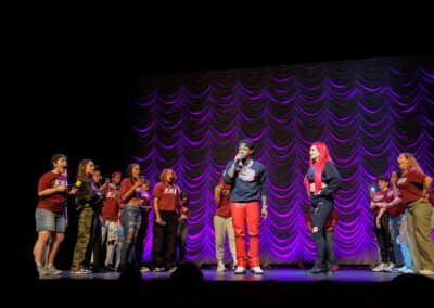 EKU students and Justina Valentine and Conceited from Wild N Out on stage at Eastern Kentucky University.