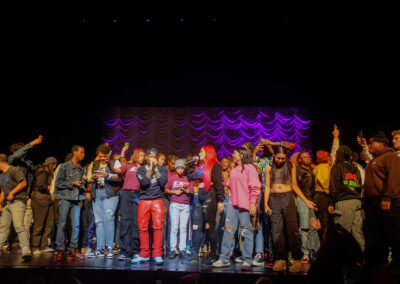 EKU students and Justina Valentine and Conceited from Wild N Out on stage at Eastern Kentucky University.