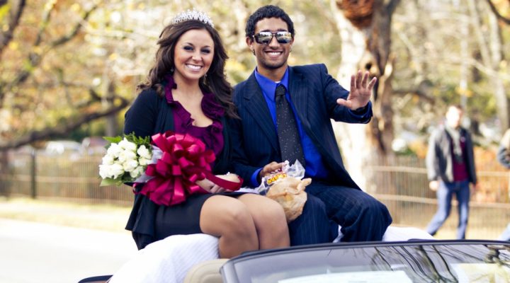 AN image of two Eastern Kentucky University students in the Homecoming parade.
