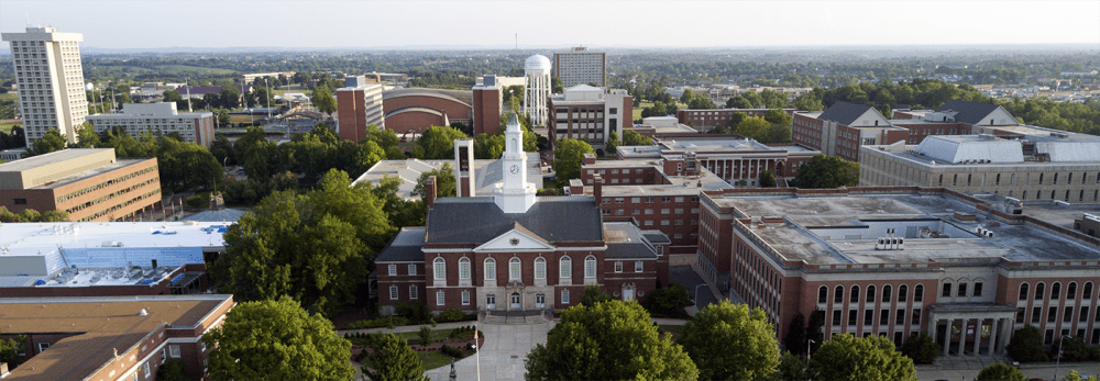 Eastern Kentucky University as viewed from overhead, Keen Johnson building.