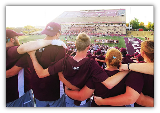Marching Colonels lined up on the field before a home game
