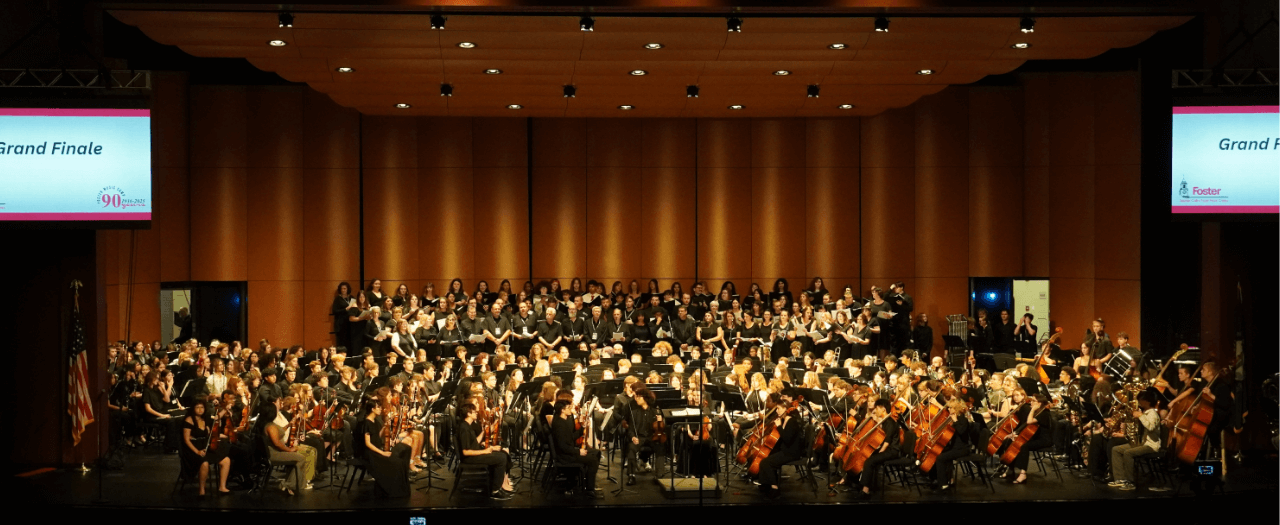 large of group of musicians on stage ready for a performance