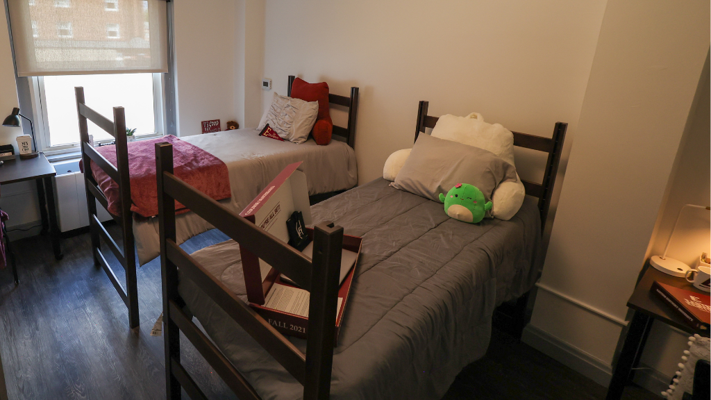 two beds in a shared Burnam room