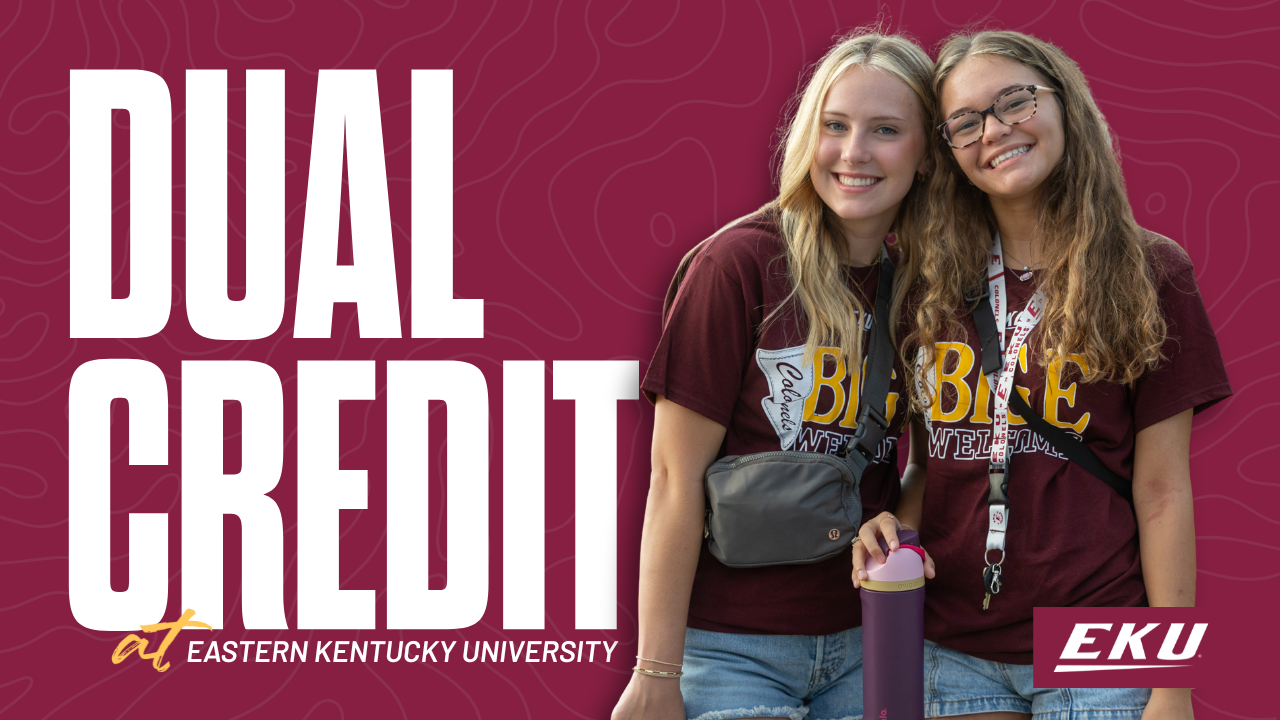Dual Credit in large bold text next to two eku students