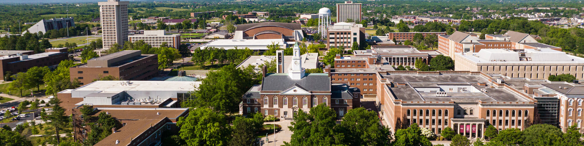 Photo of EKU's campus, taken from a drone.