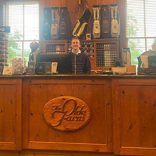 Ryan Williamson at his internship at the olde farm golf course
