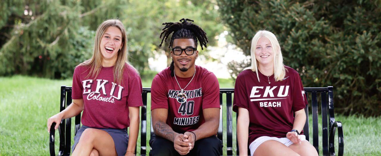 Header image of a group of EKU students in branded tshirts